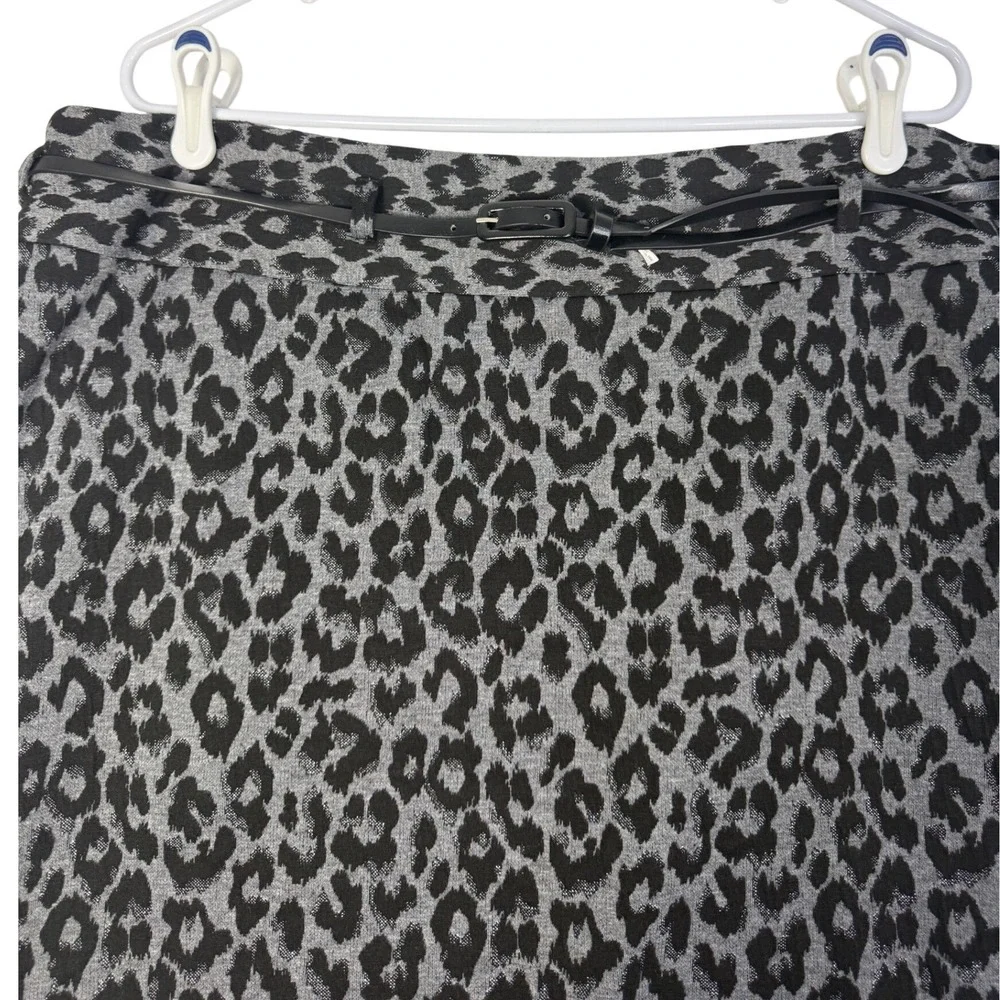 Charter Club Leopard Print‎ Pencil Skirt Belt Lined Metallic Threads Size 18W